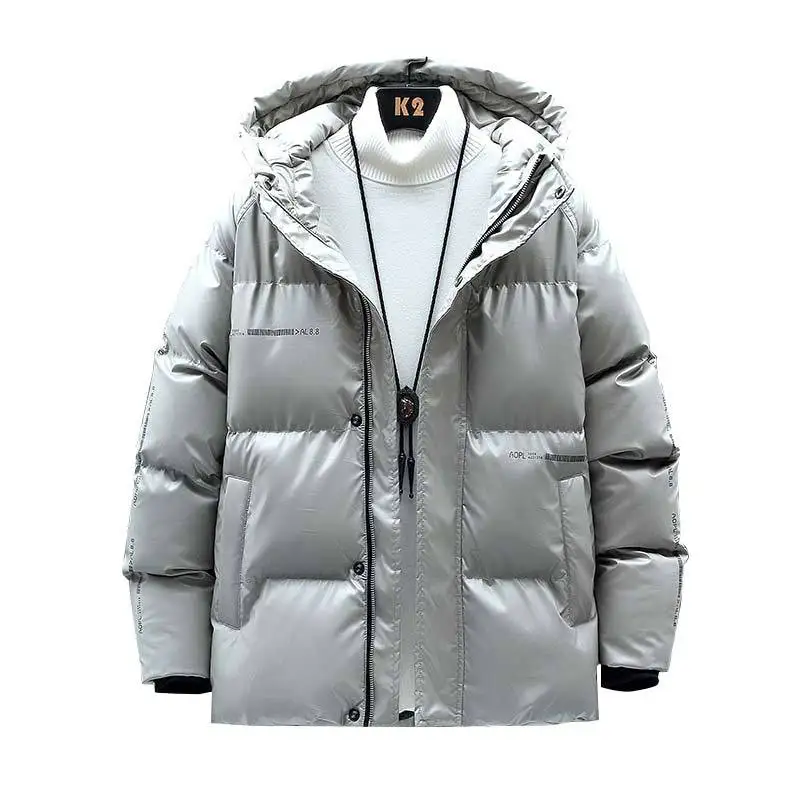 Brand Fashion Men Winter Jacket Korean Style Hooded Male Thick Cotton Coats Warm Outerwear Black Gray Khaki Size M-5XL