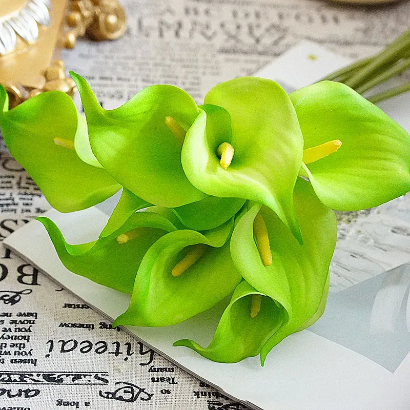 9-teiliges Set Künstliche Mini-Kallalilien aus Latex, Kunstblumen, Brautstrauß, DIY Hochzeitsblumenwand, Hintergrund, Heimdekoration – Detail 20