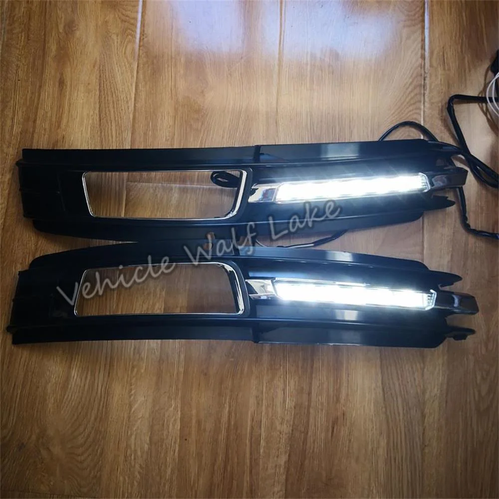 2pcs Car LED DRL For Audi A6 C6 2009 2010 2011 Car Fog Lamp Grille With LED DRL Daytime Running Lights With Wire Of Harness