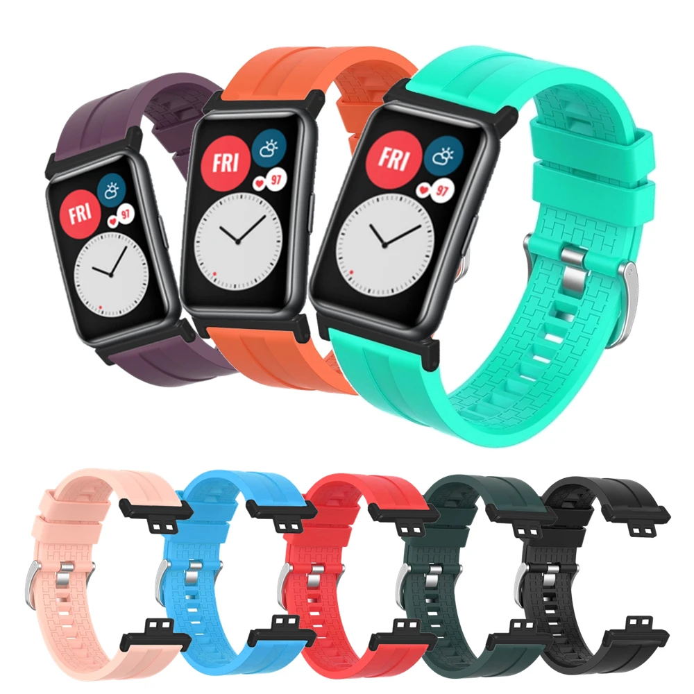 حزام رياضي ملون لساعة Huawei Watch Fit، سوار معصم بديل من السيليكون الذكي لساعة Huawei Watch Fit