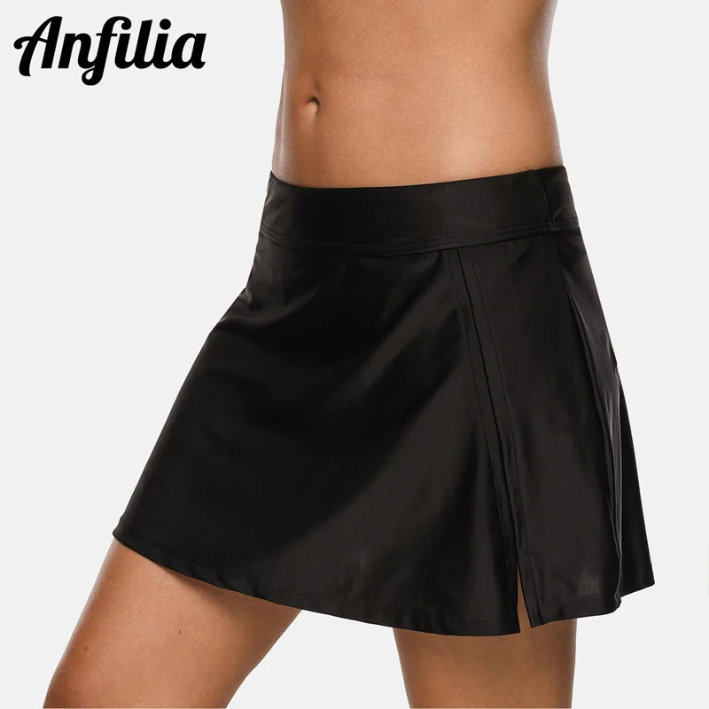 

Anfilia Women Bikini Bottom Swim Trunks Ban Solid Swim Skirt Build-in Brief Swimwear Briefs Swimming Bottom Tankini Bottoms