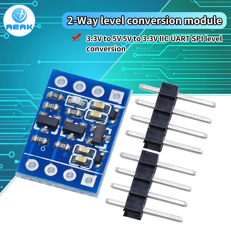 Convertidor de nivel lógico I2C de 1 pieza y 2 canales, módulo bidireccional de 5V a 3,3 V para arduino