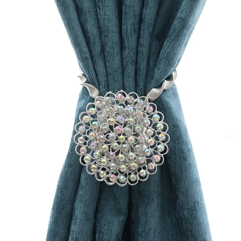 Curtain Hanging Belts Rods Rope Accessoires Rhinestone Magnetic Curtain Tieback Magnet Holdbacks Buckle Clip Akcesoria Do Pokoju