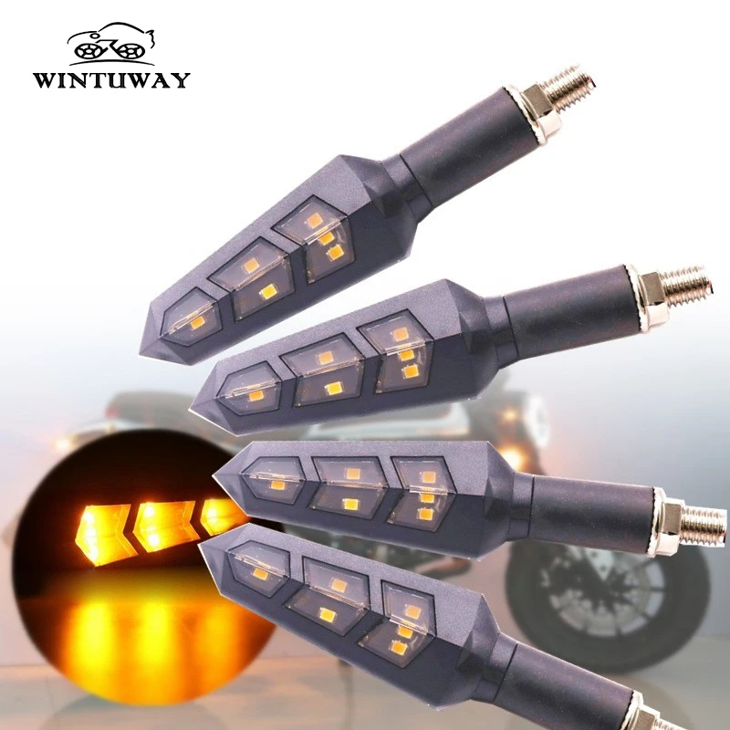 WINTUWAY 6LED Motorcycle Turn Signal Lights Amber Lamp Left Right Signal Indicators Lights Motorcycle Accessories