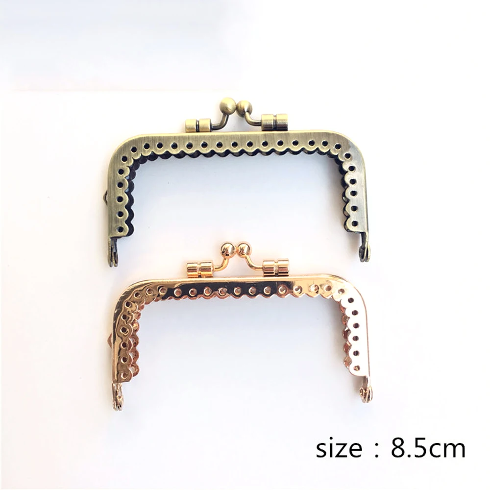 8.5cm women DIY straight floral side purse frame metal clasp bronze golden color 10pcs/lot