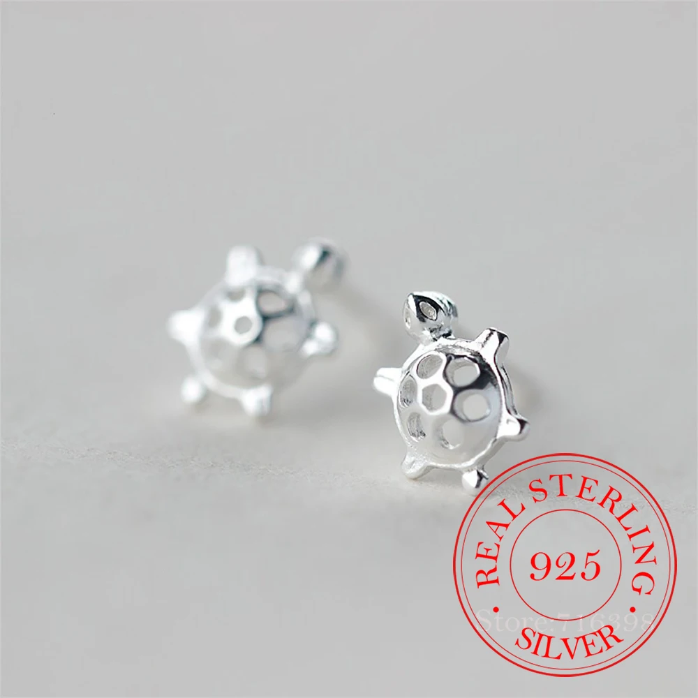 

New Arrival 925 Sterling Silver Hypoallergenic Tortoise Stud Earrings For Women Sterling-silver-jewelry pendientes