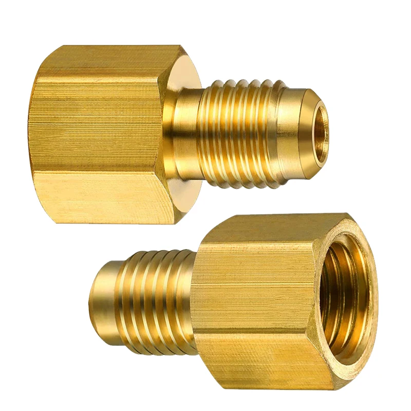 2Pcs Car AC Refrigerant Conversion Adapter R12 R134a Bidirectional Thread Brass Fitting Easy Installation