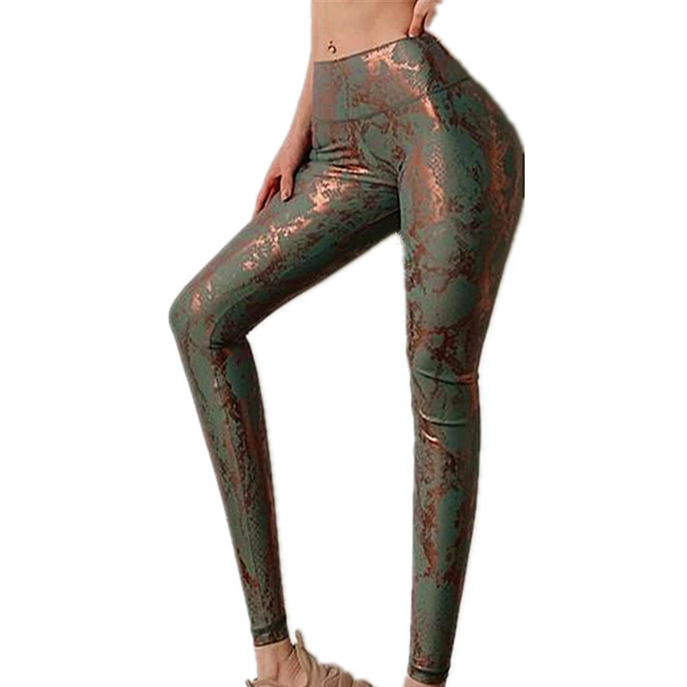 

Women Seamless Leggings Sexy High Waist Snakeskin Bronzing Print Hip Lift Elastic Push Up Fitness Yoga Pants Gym Slim Leggings