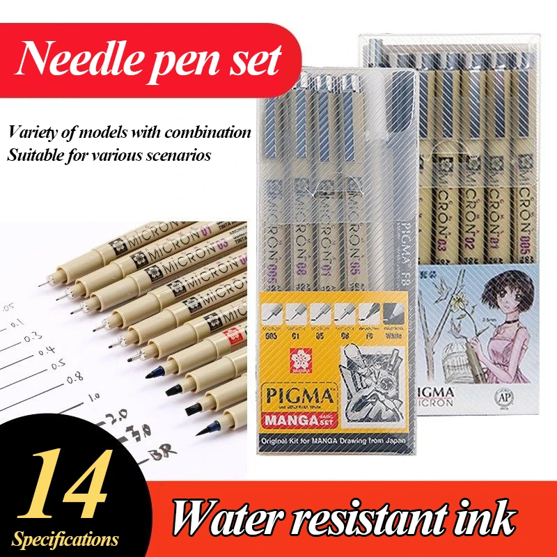 SAKURA Waterproof Thread Hooking Needle Pen Animation Creation Design Color Drawing Pen  Special for Drawing Art Animation Set