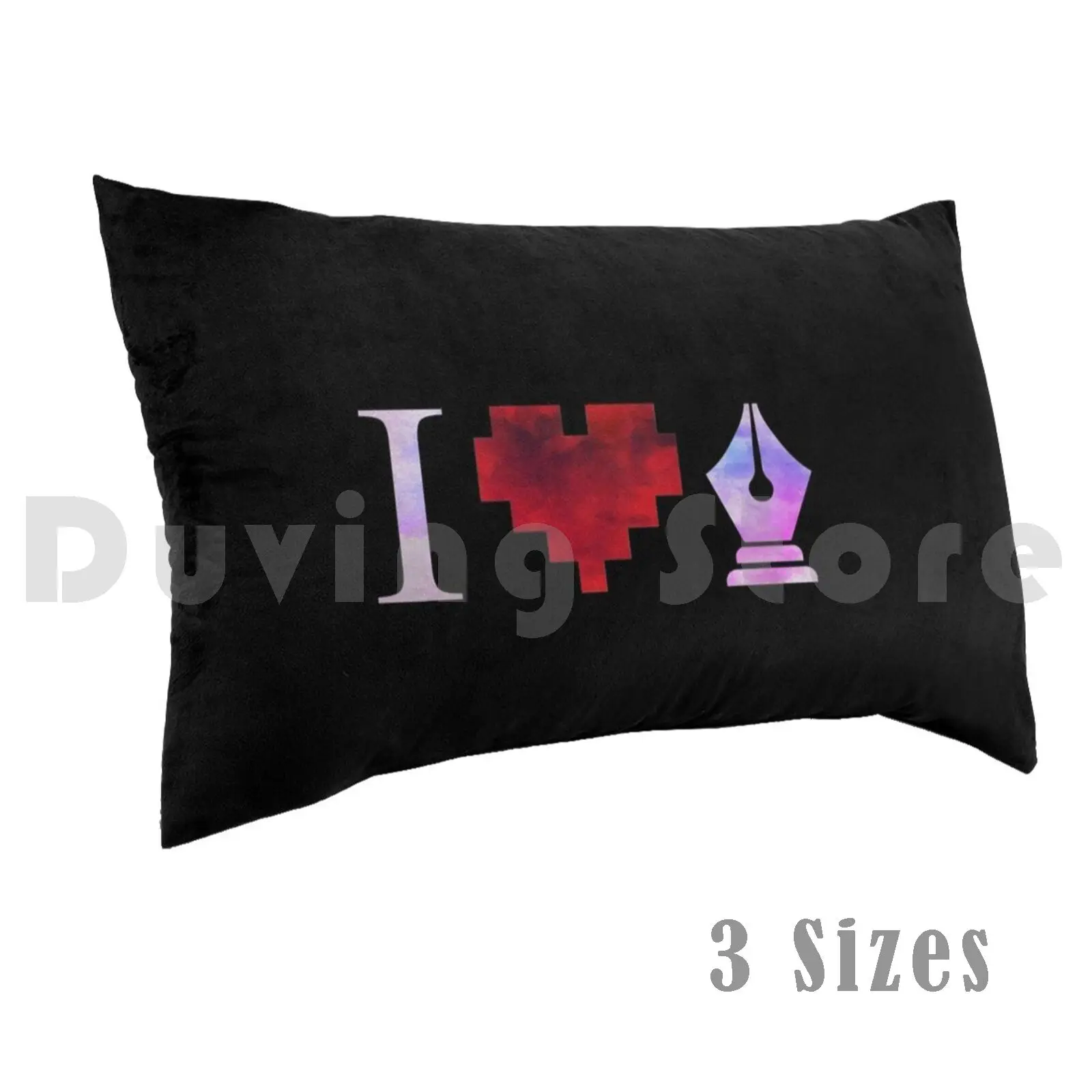 Pillow?case Graphic Designer Concept With Red Pixelated Heart And A Pen Tool With Watercolor Effect. Anti-Slip Floor Mats