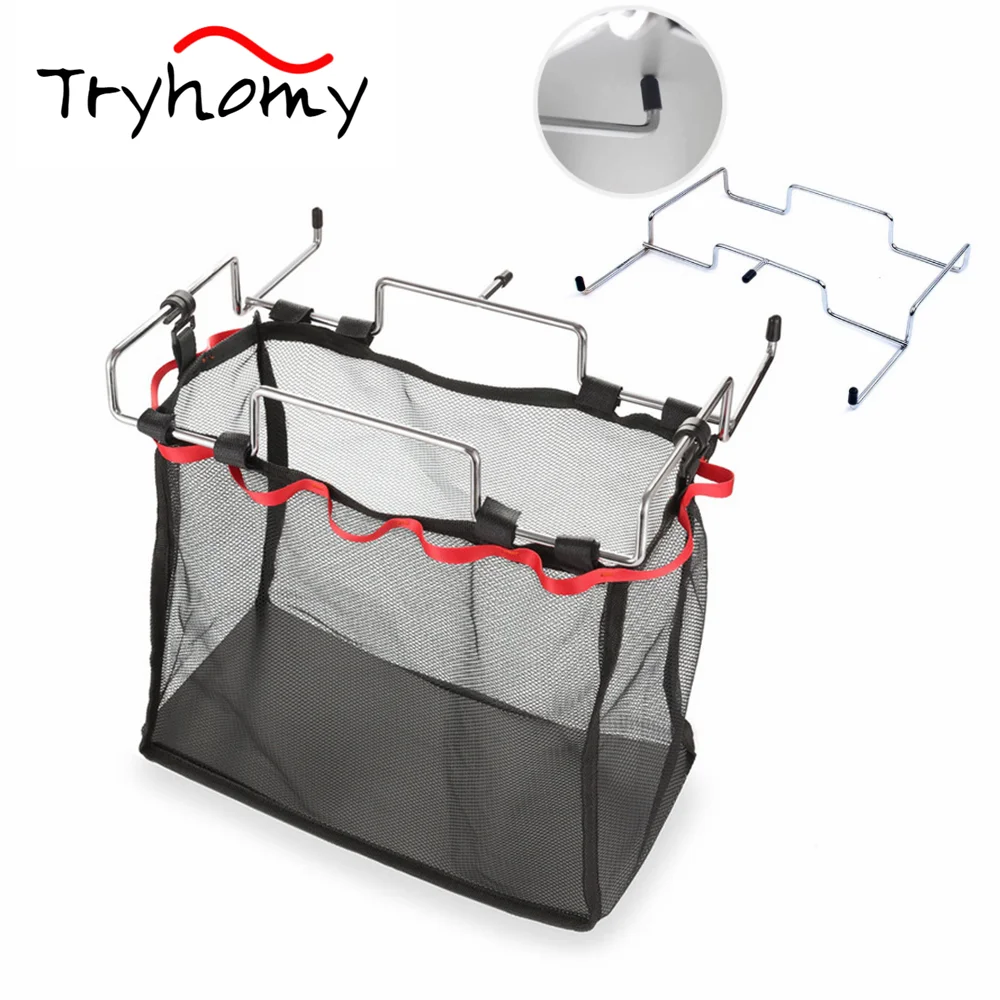 Portable Storage Grid Bag Shelf Camping Picnic Folding Hanging Table Rack Net Bag Outdoor Barbecue Kitchen Food Multi-tool Shelf