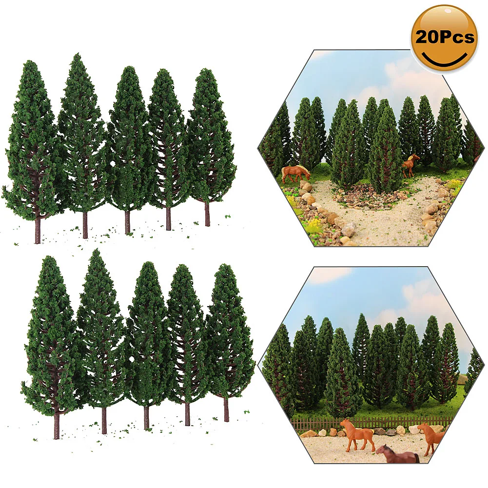 

20pcs Model Pine Trees 1:75 For OO O Scale Railway Layout 11cm Plastic S11040