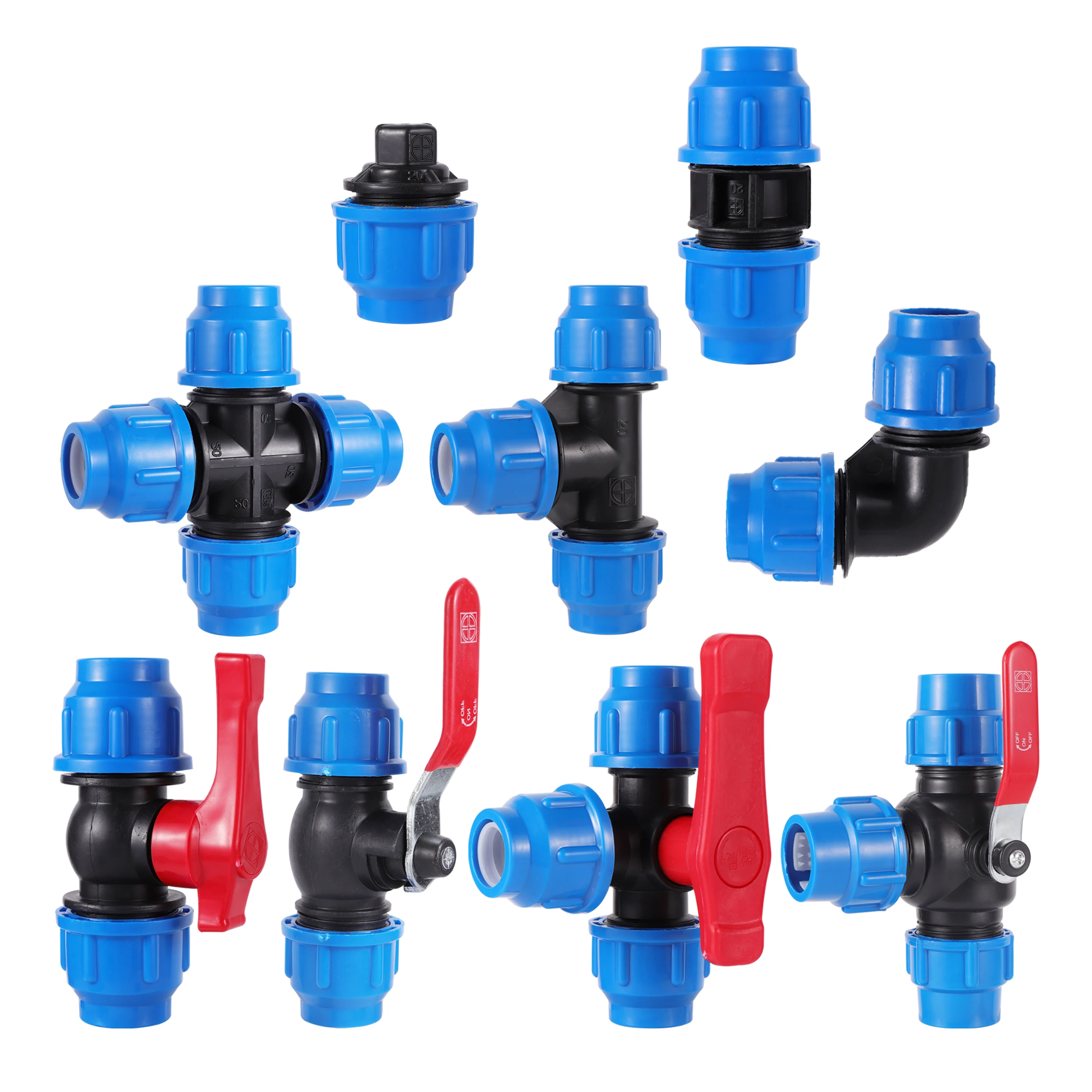 

40mm Plastic PE Water Pipe Quick Connection Connector Tee Ball Valve Garden Water Splitter Farmland Irrigation Watering Coupling