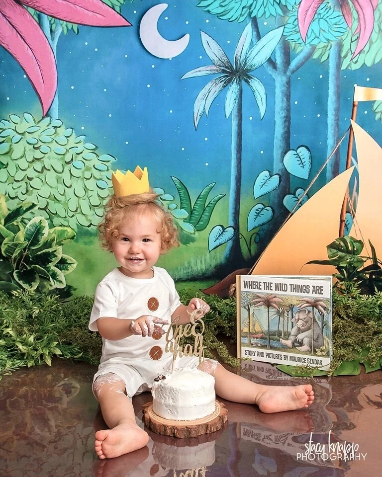 Mocsicka-fondos de fotografía de 1er cumpleaños, pastel de acampada salvaje, decoración de barco y Luna, accesorios para fotografía de niños, fondo de cabina de estudio