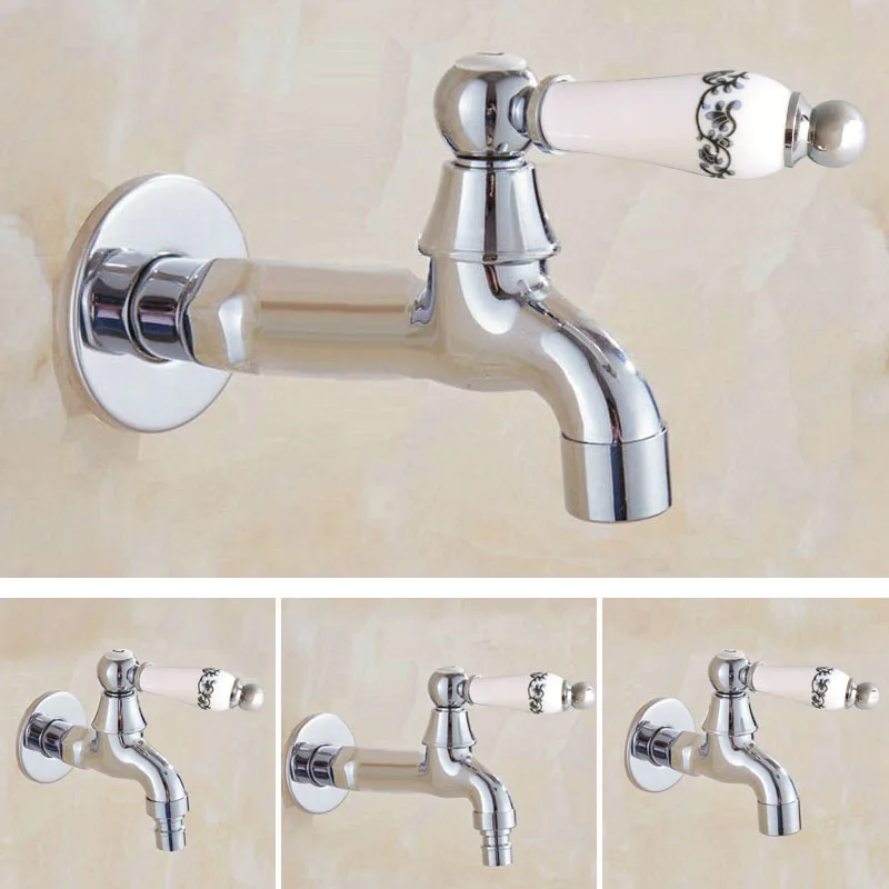 

Wall Mounted Bathroom Mop Tap Polished Chrome Faucet Washing Machine Faucet Sink Mop Pool Toilet Cold Bibcock ZD086