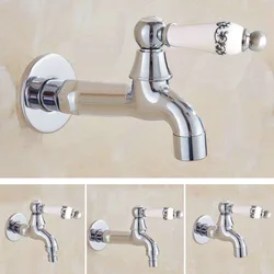 Wall Mounted Bathroom Mop Tap Polished Chrome Faucet Washing Machine Faucet Sink Mop Pool Toilet Cold Bibcock ZD086