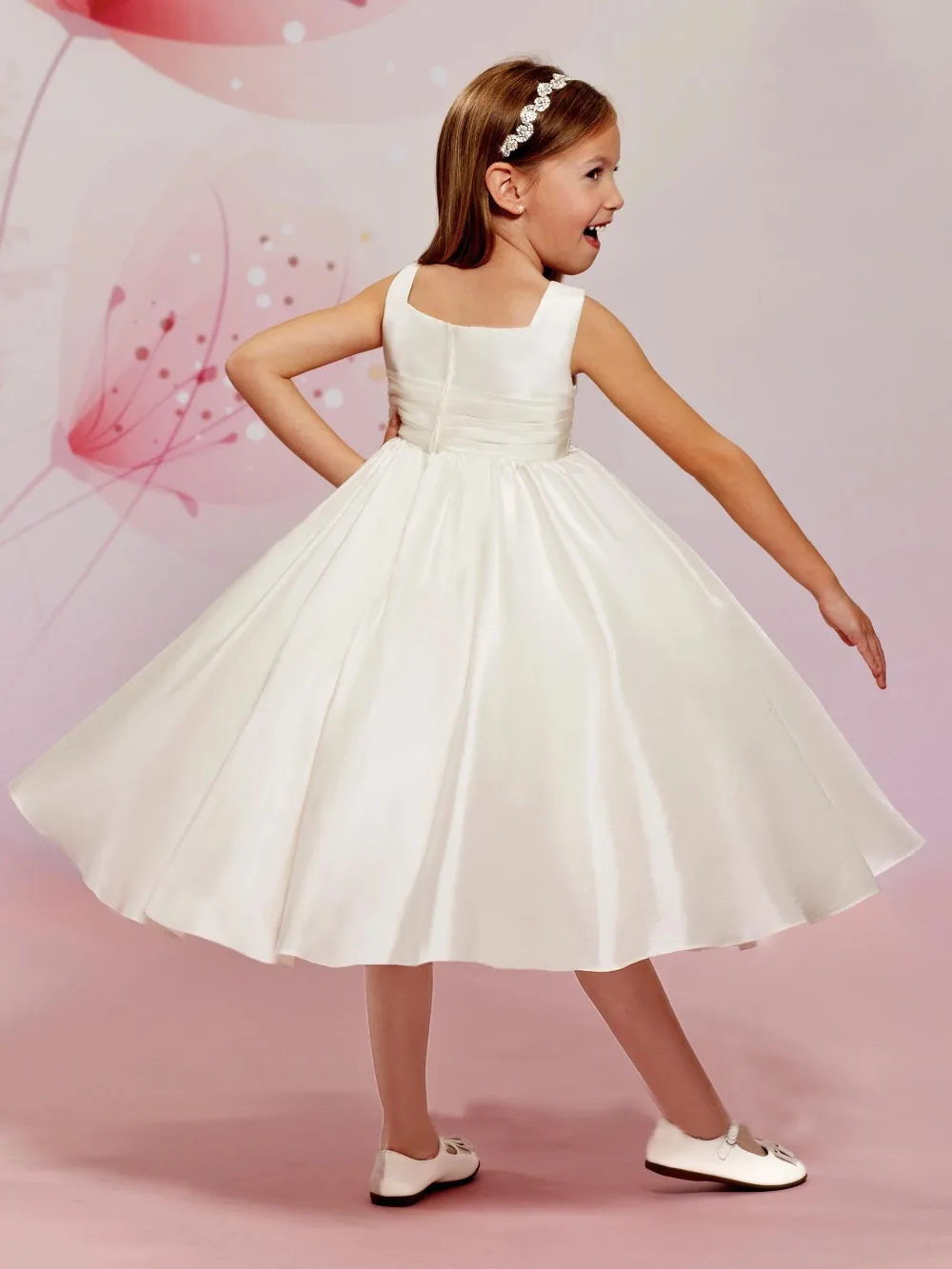 Pageant ball gowns for girls 2015 scoop vintage satin flower girl kids dream dresses for weddings robe fille mariage GY_006