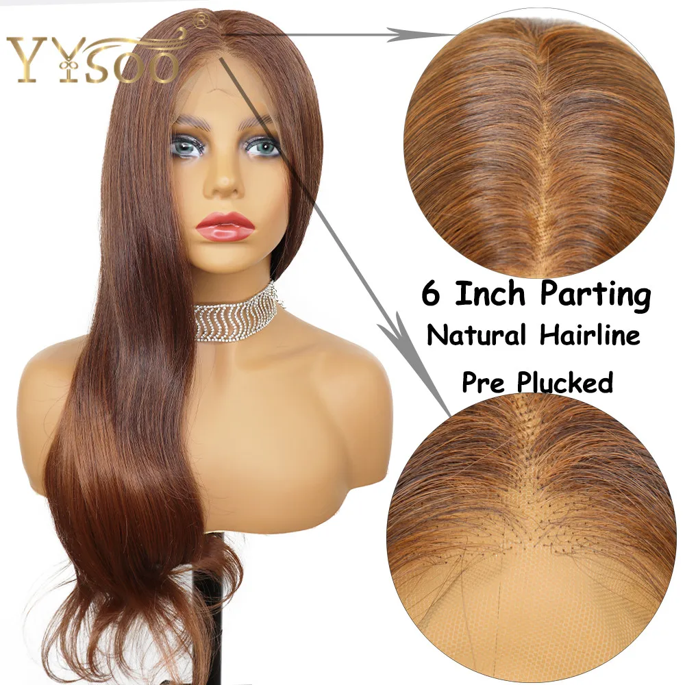 

YYsoo Long Mixed #4Highlights#3013X6 Futura Hair Synthetic Lace Front Wigs For Women Natural Hairline Glueless Blonde Wavy Wig