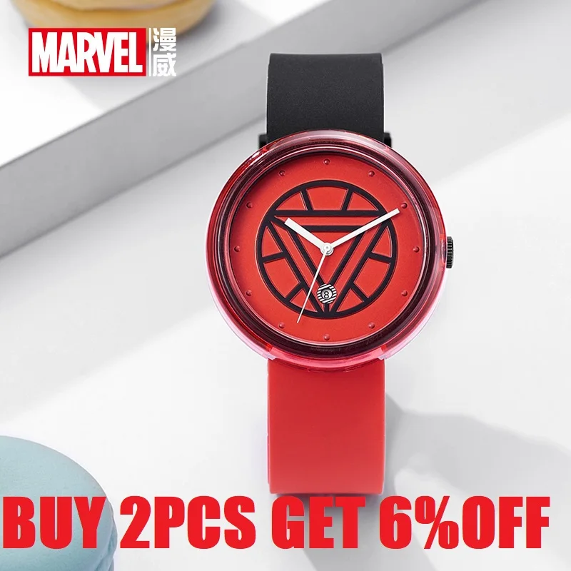 Marvel The Avengers Spider Iron Man Quartz Wristwatch 3D Stereo Dial Super Hero Crystal Silicone Strap Uinsex Disney Clock Date