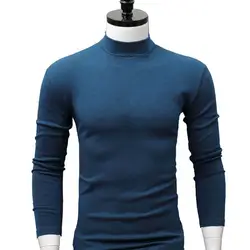 Autumn Winter Men t shirt Solid Color Half High Collar Long Sleeve T-shirts Tight Tight t shirt Casual Slim Clothing