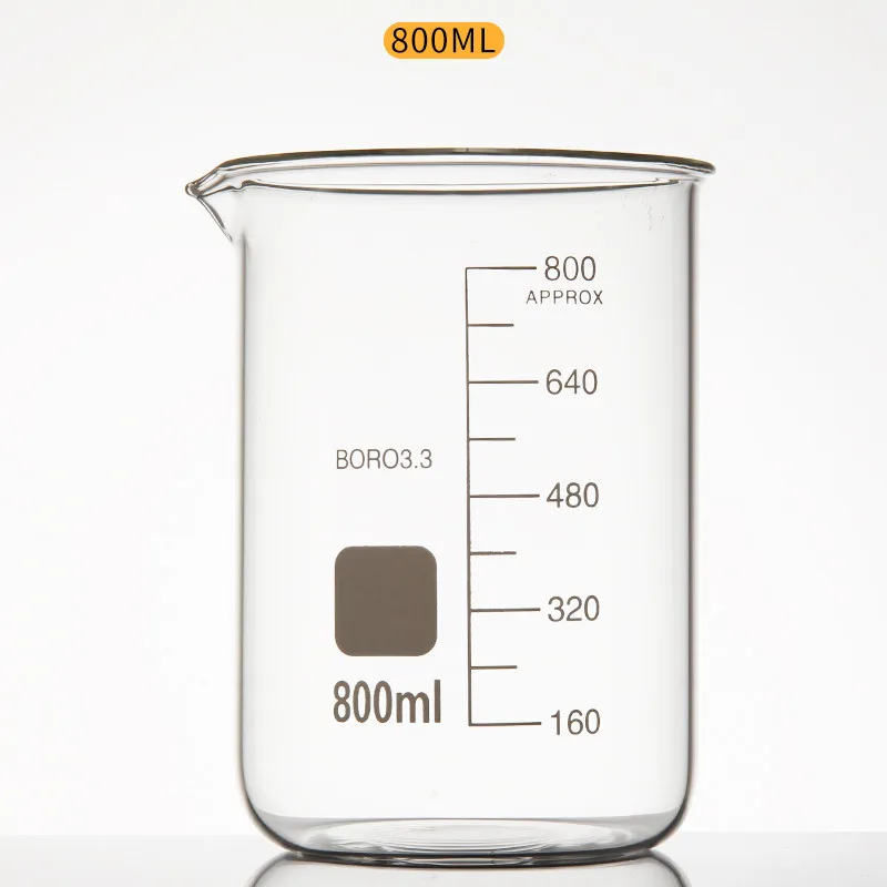 Glass Beaker Glass Low Type Beaker Laboratory Glass Thickened High Temperature Resistant Measuring Cup 100-800Ml