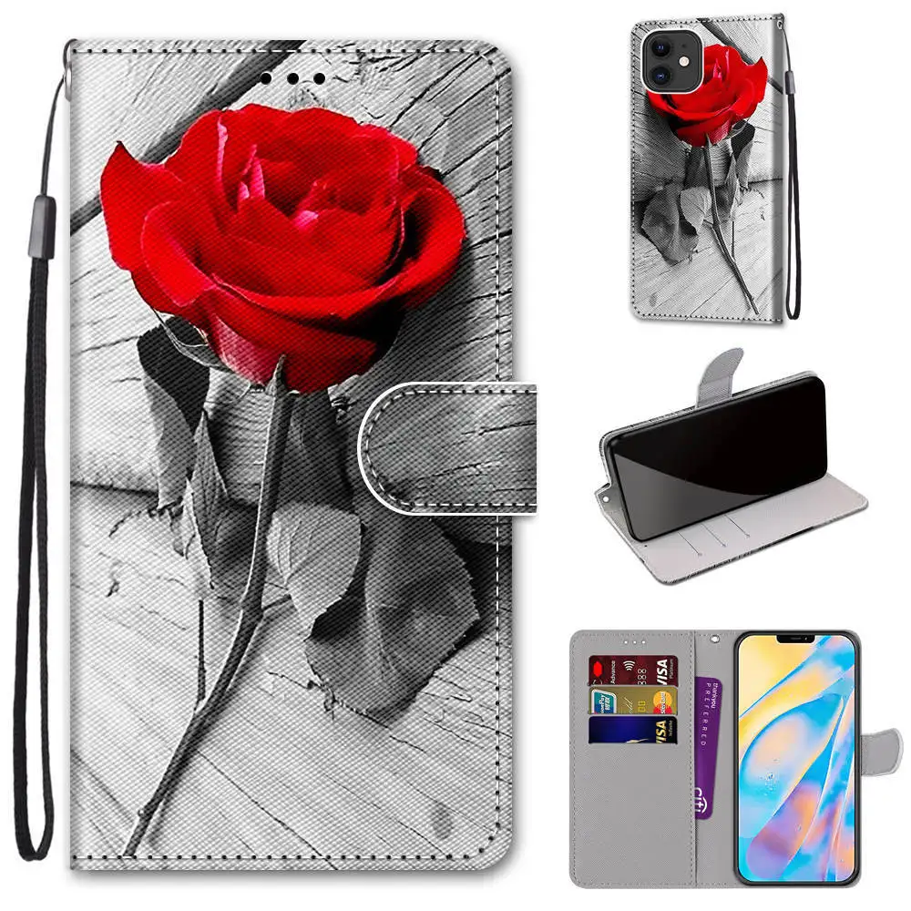 Fashion Flower Phone Case For Huawei Honor 7A 8A 9A 7S 8S 9S 7C 8X 9X 10X 8 9 10 Lite 9C 6X 7X Y7A Y9A Y6P Y7P Flip Leather Etui