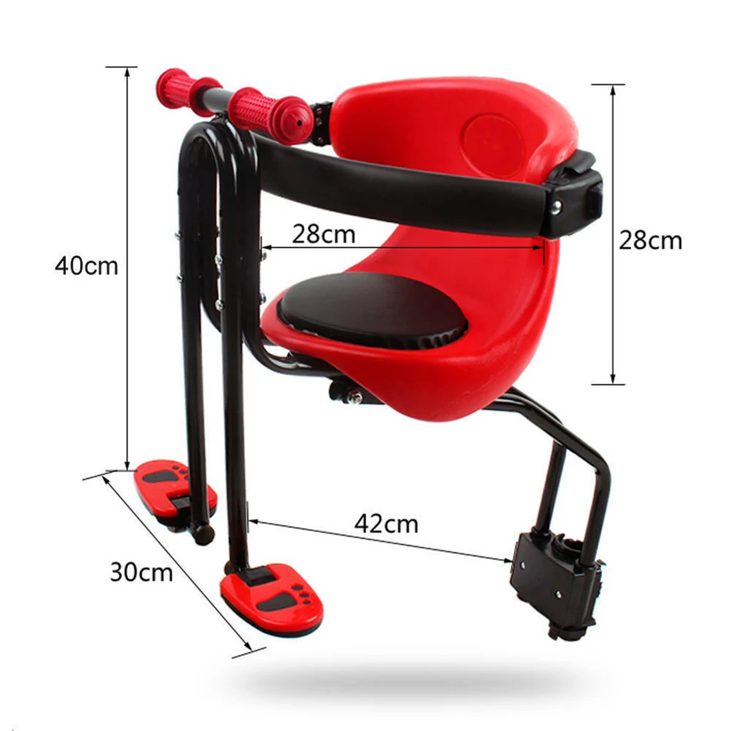 Kids Baby Seat Chair Child Front Mount Seat Safety Carrier w/ Guardrail Foot Pedal for Road Bike Folding