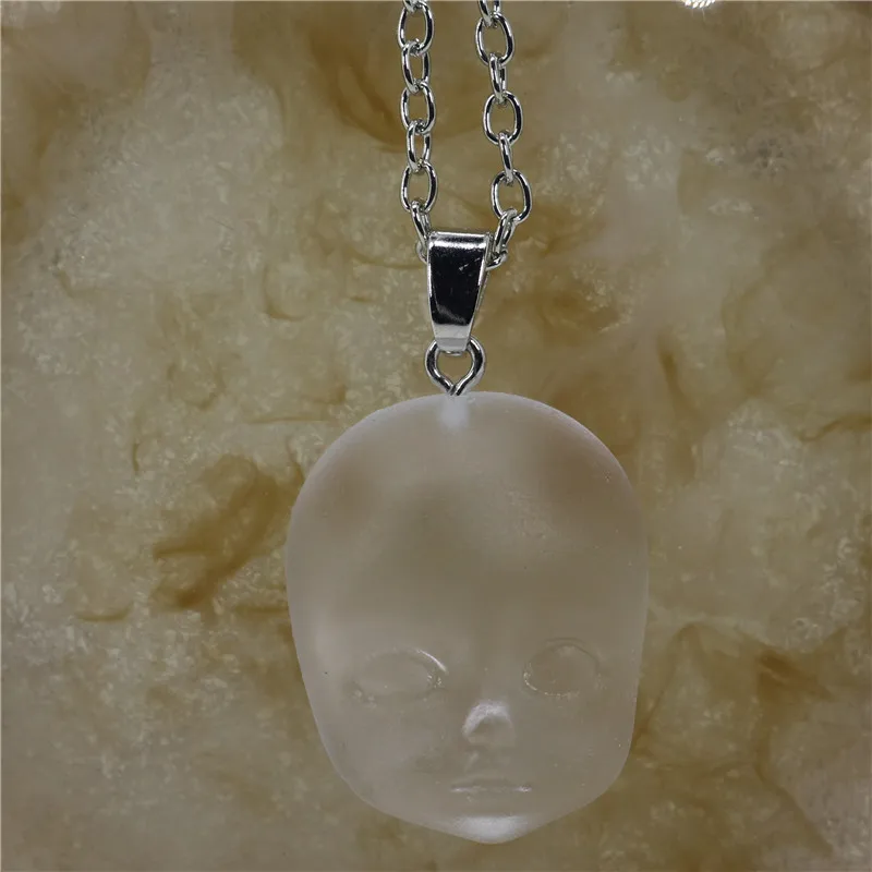 Chic Milky White/Transparent Resin Angel Face Pendant Necklace Women Baby Head Chain Necklace Fashion Jewelry Gifts For Girl Gif