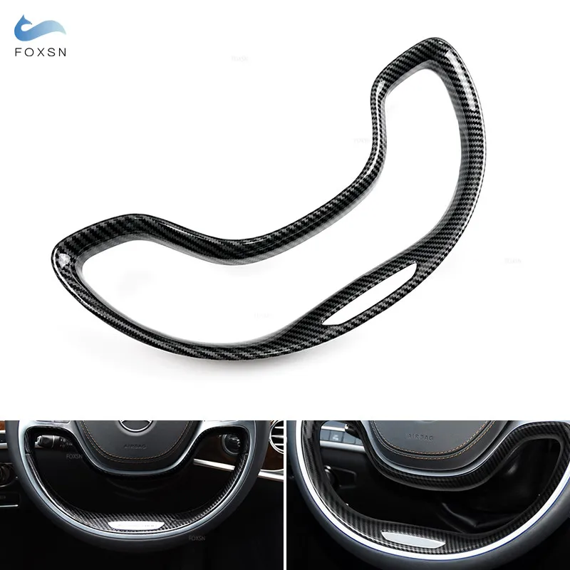 

For Mercedes Benz S Class S400 S320 S350 2014 2015 2016 2017 Steering Wheel Moulding Cover ABS Carbon Texture Car Accessories