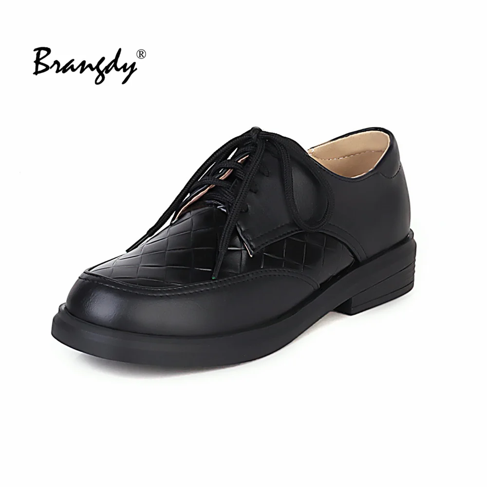 

Brangdy New Plus Size 34-42 Thick Heel High Heels Oxford Shoes For Women Fashion Vintage British Style Lace Up Women Pumps Shoes