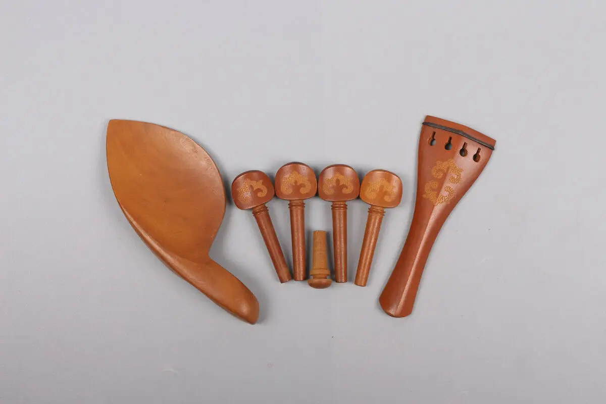 Yinfente 4/4 Violin Peg Violin Chin rest Tailpiece Full size Violin parts Carved pattern