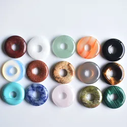 2020 New high quality Assorted natural stone gogo donut charms pendants beads 18mm for jewelry making Wholesale 15pcs/lot free