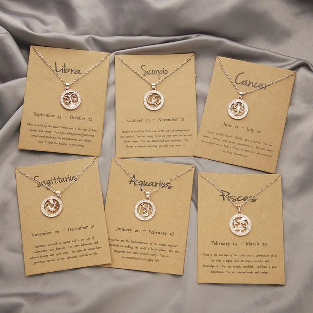 Girls Aquarius Leo Scorpio Horoscope Taurus Libra Guardian Star 12 Constellation Choker Pendant  Animal Zodiac Sign