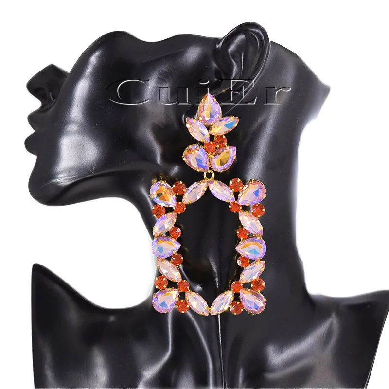 

CuiEr 4 "Висячие прямоугольные хрустальные женские серьги Bling Стразы Свадебные украшения Модные аксессуары для шоу