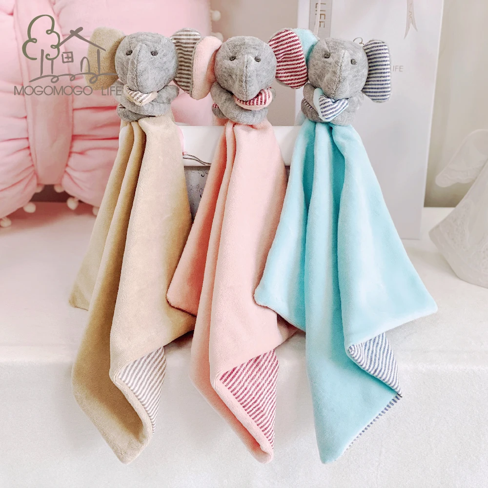 Luxury Newborn Baby Comforter Toys Lovely Cartoon Elephant Soft Plush Toy Ecofriendly Cotton Multifunction Saliva Towel for Kids