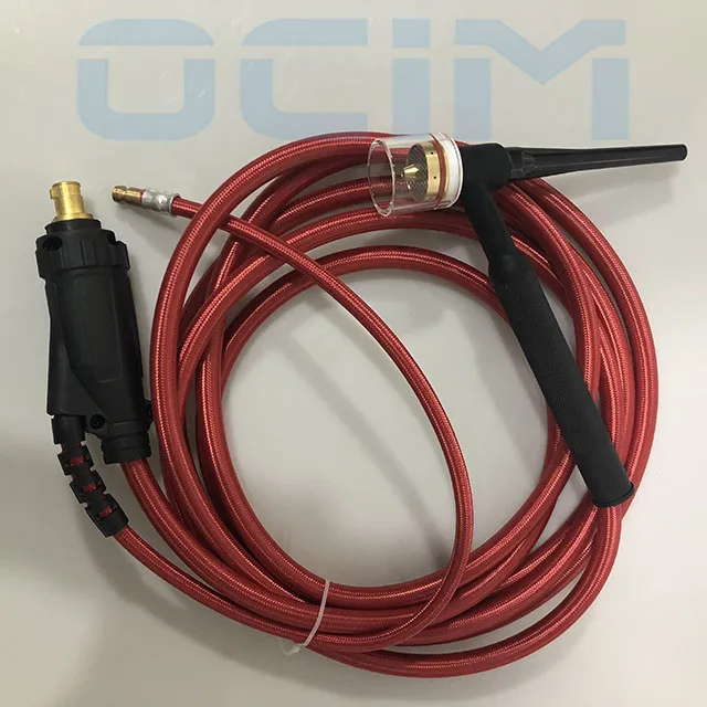 

Tig Welding Torch tig gun tig torch tig welding gun WP17 WP17F WP17V WP17FV 4M Red super soft Hose 35-70 Euro Connector