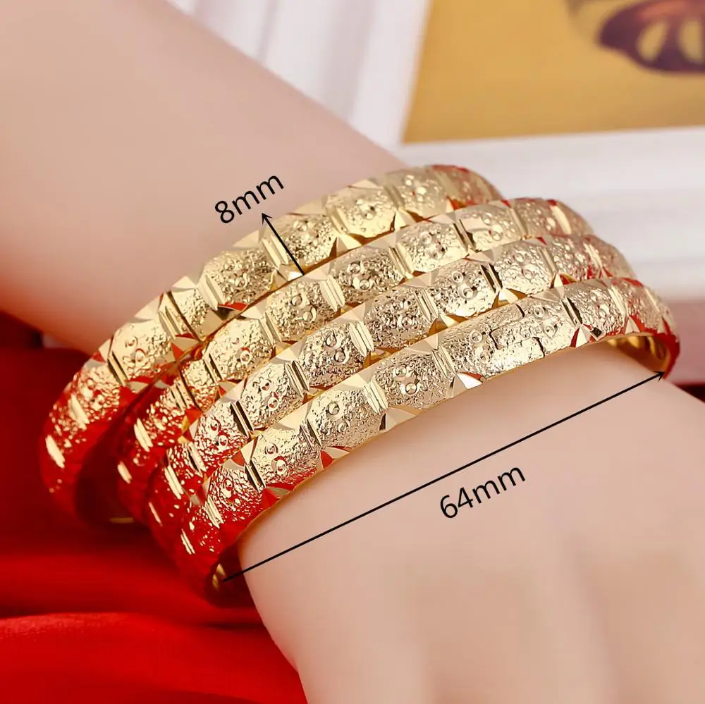4pcs Fashion Bangle Jewelry Duabi Ethiopian Gold Color Women Bangles Jewelry Gift