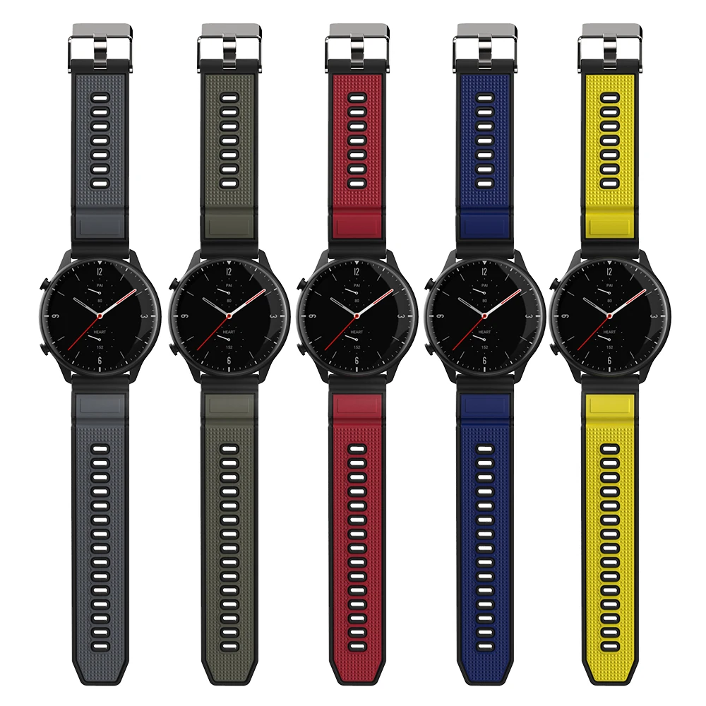 Pulseira universal de relógio de 22mm, pulseira de silicone macio para relógio soft gt 2e, huawei magic watch gt2 pro