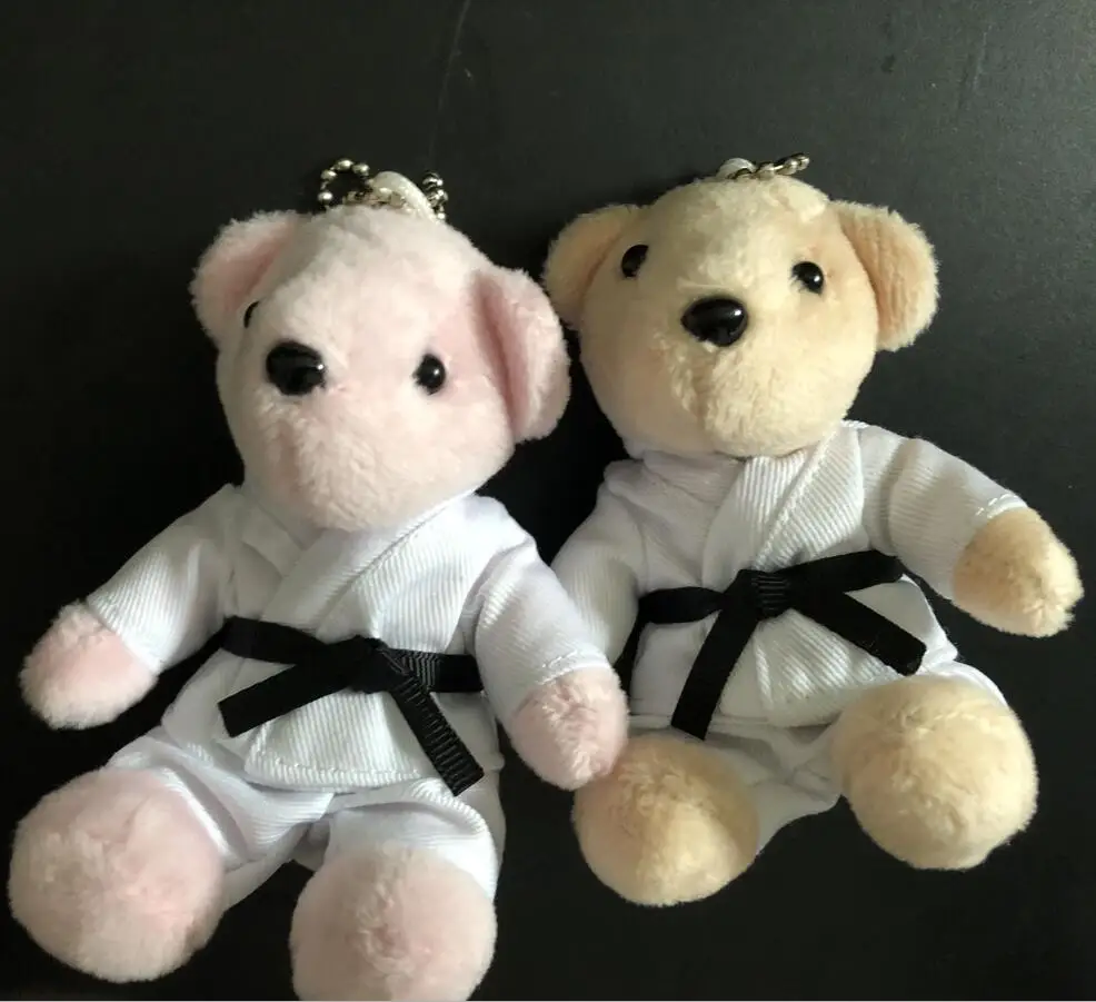 Porte-clés de karaté, 12 pièces/lot, cadeaux de sport de dessin animé pour enfants filles, joli kyokushin, ours en peluche Souvenir pour étudiants, prix