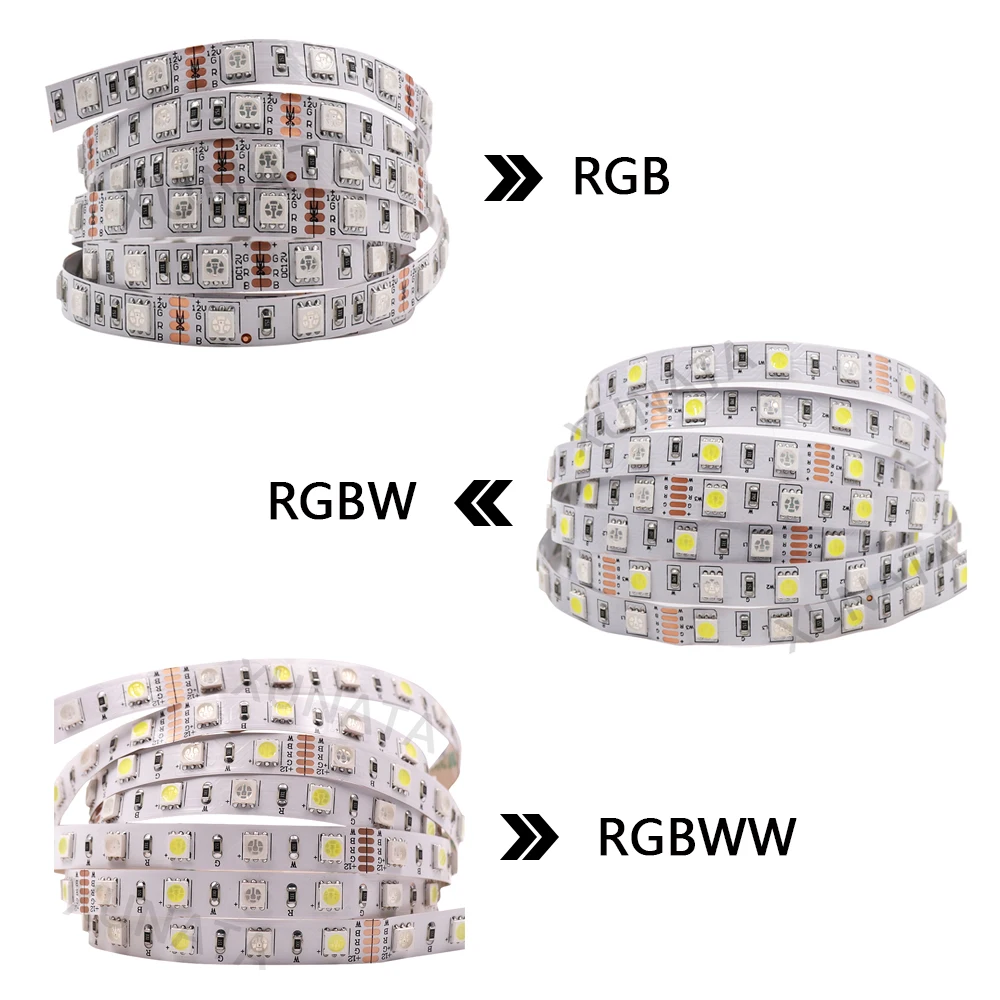 5M RGB LED Strip Light With Remote Control SMD 5050 RGBW RGBWW Flexible LED Tape Light IP65 Waterproof Fita LED Light + Adapter