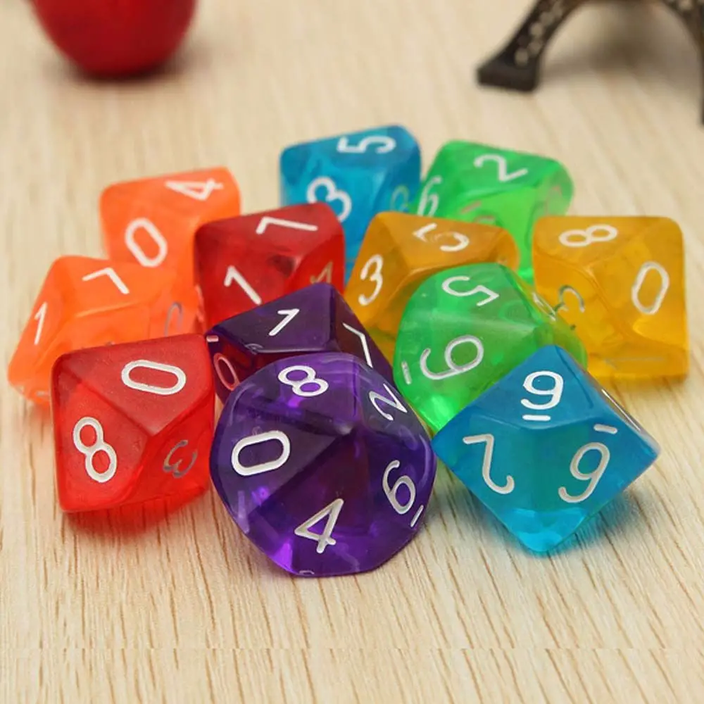 10pcs Acrylic KTV 10 Sided Number Entertainment Family Party D10 Dices Game Dice Game Toys Dice