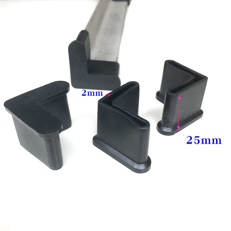 Black Rubber Corner Angle Feet Pipe Tubing End Cover Caps Cap L-Shaped Foot Cover Triangular Non-Slip Corner Pad