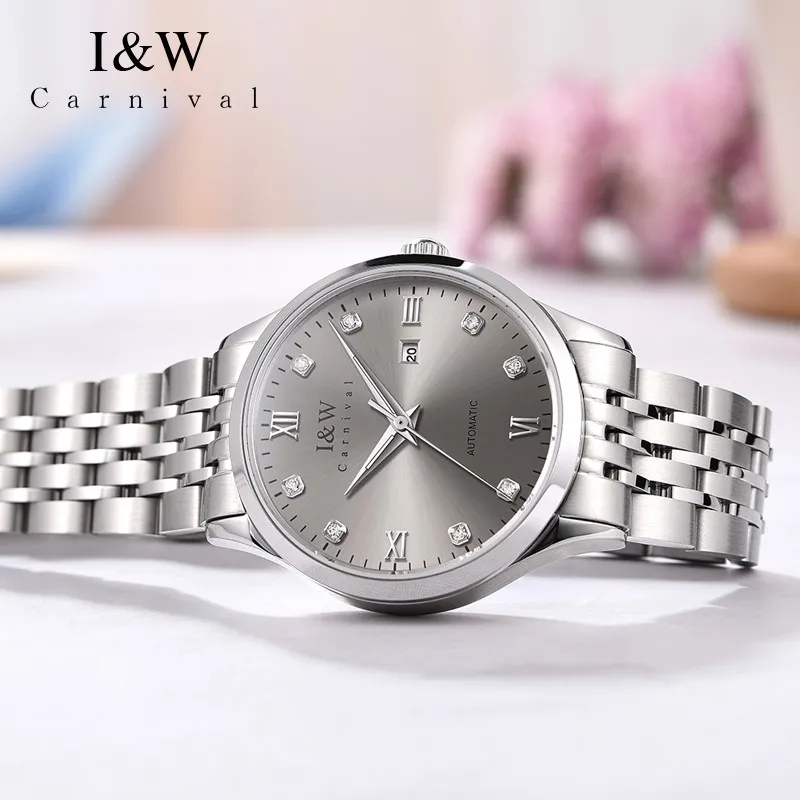 Switzerland I&W Carnival Luxury Brand Japan NH36A Automatic Mechanical Women's Watches Diamond Waterproof Sapphire Clock 555L