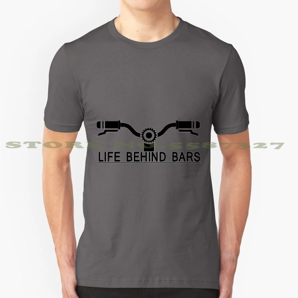 Life Behind Bars Shirts 100% Cotton T-Shirt Cycling Bars Motorcycle Mountain Biker Biking Birthday Skull Cyclist Freestyle