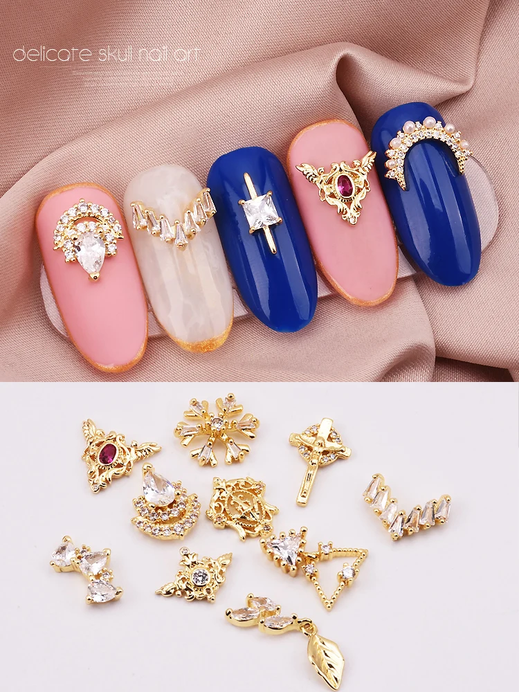 10pcs 3D Metal Zircon Nail Art Jewelry Japanese Nails Art DecorationsTop-Level Quality Manicure Zircon Diamond B057~B080