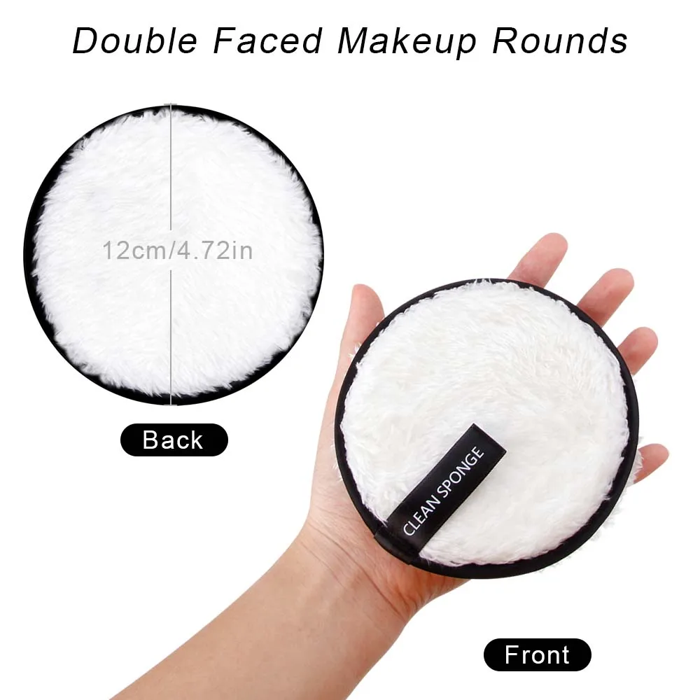 Reusable Makeup Remover Cottons Pads Washable Microfiber Make-Up Wipes Towel Cleaning Sponges Discs Soft Natural Cleansing Puff