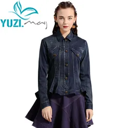 Jacket Women 2019 Yuzi.may Boho New Denim Women Coat Turn-down Collar Single Breasted Asymmetrical Jackets B9290 Casaco