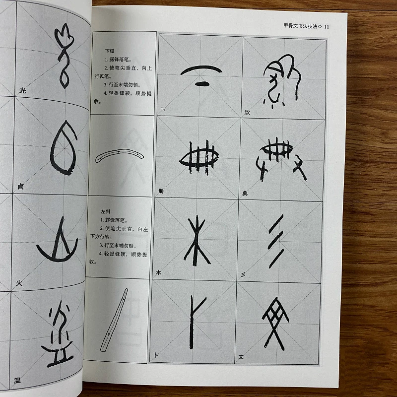 Oracle Bone Script Brush Calligraphy Copybook Chinese Calligraphy Skills Tutorial Introductory with Detailed Skills Annotation