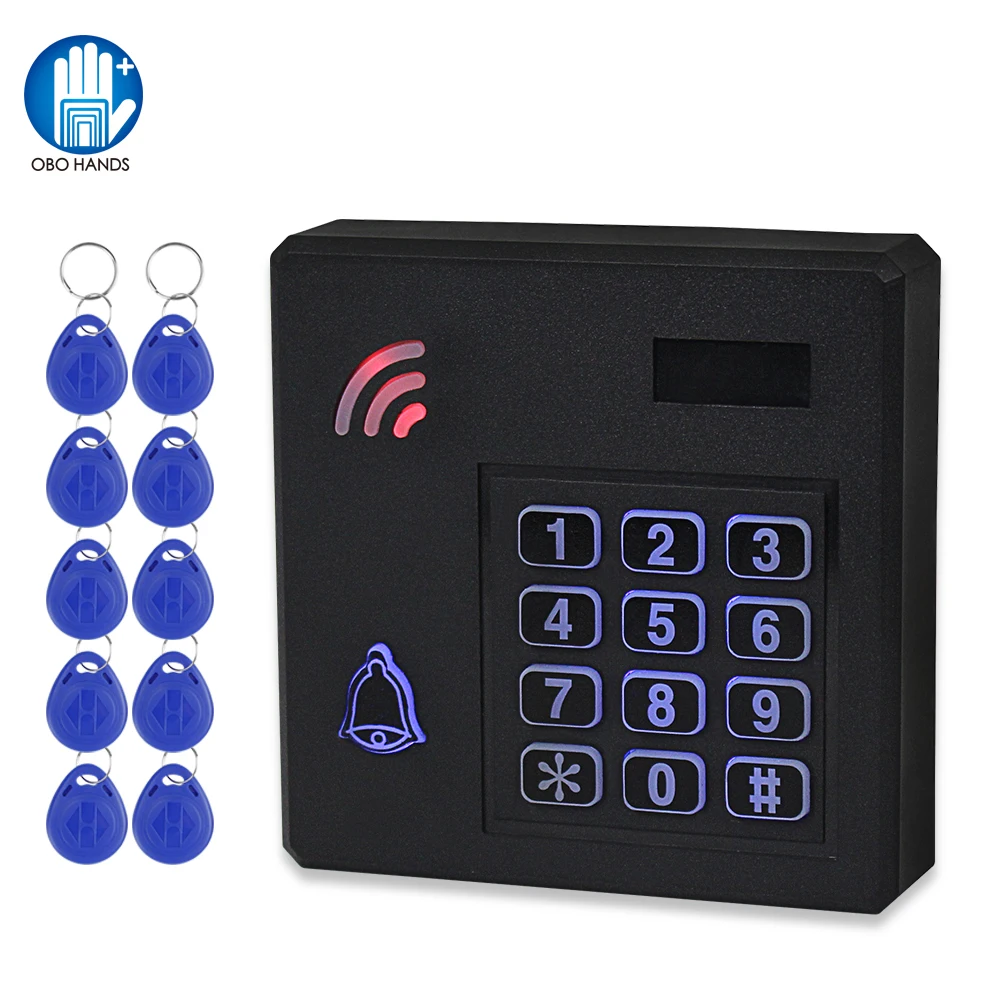 125KHz Access Controller RFID Access Control Keypad IP68 Waterproof Outdoor Door Opener System + 10PCS EM4100 Keyfobs Cards