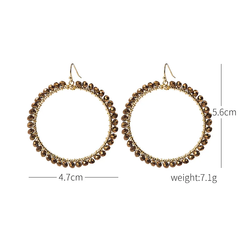 Imagen 3: Pendientes de gota circulares étnicos hechos a mano con cuentas de cristal redondas de colores a la moda bohemia para mujer, bisutería, accesorios de fiesta